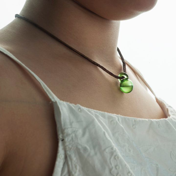 Petite E Pendant, green glass